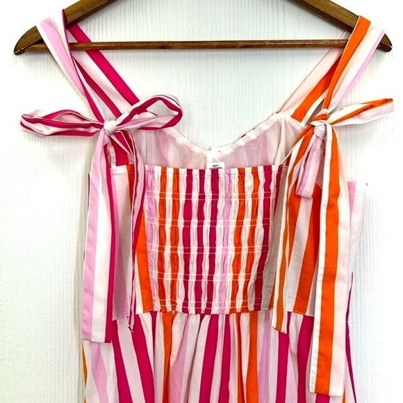H&M - NWT Bright Colorful Stripe Spaghetti Strap MIDI Dress Size Small - Picture 12 of 12